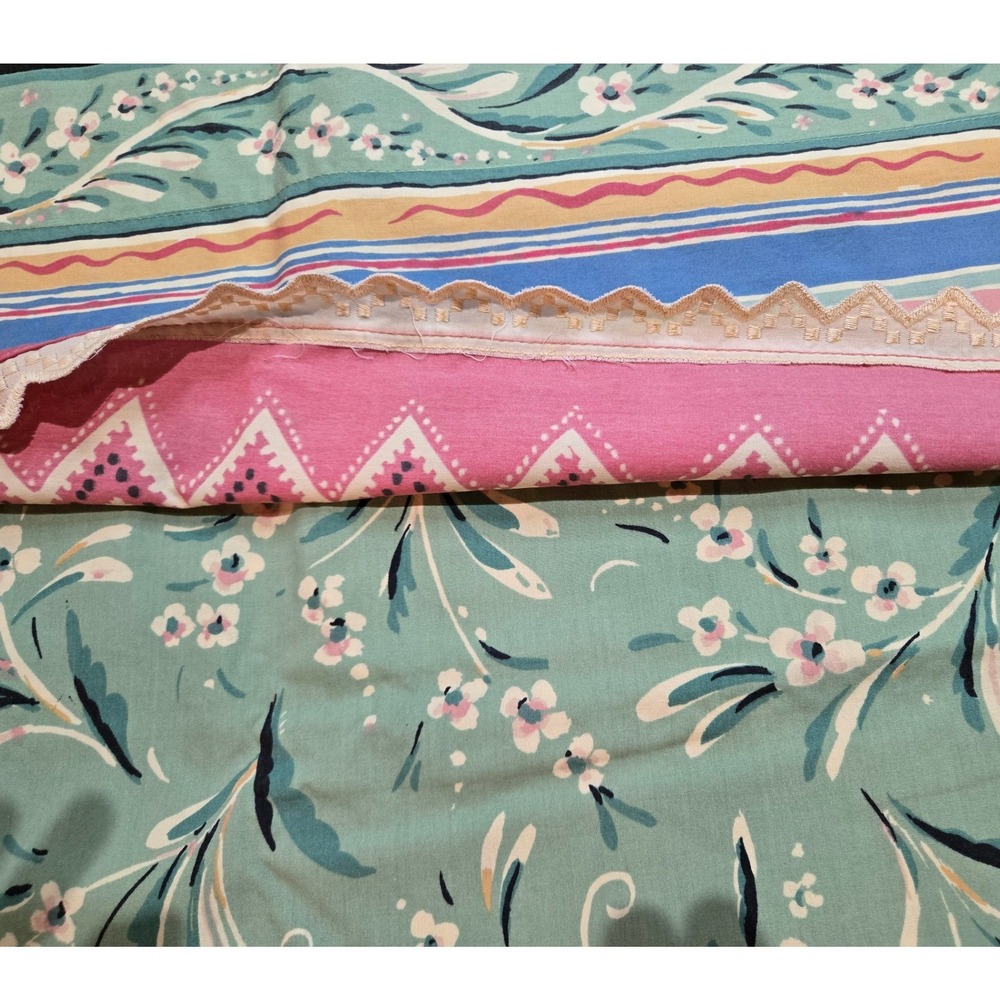 Unbranded Floral‎ Valance Green Pink Vintage Cottagecore 26x18 Good - Picture 10 of 12